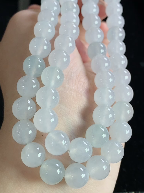冰种玉珠项链，尺寸9.8mm，58颗，d04xtg