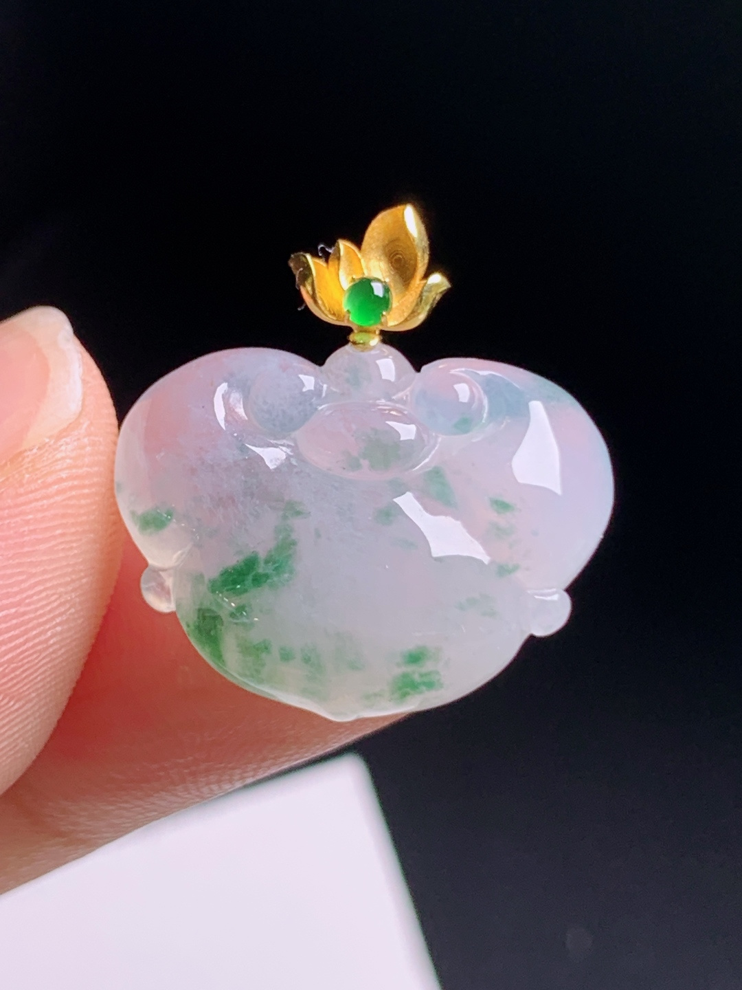 ️ 冰飘花如意锁吊坠，冰透飘棉，雕工圆润，平安锁福，裸石14.7-20-6.521.3，53080