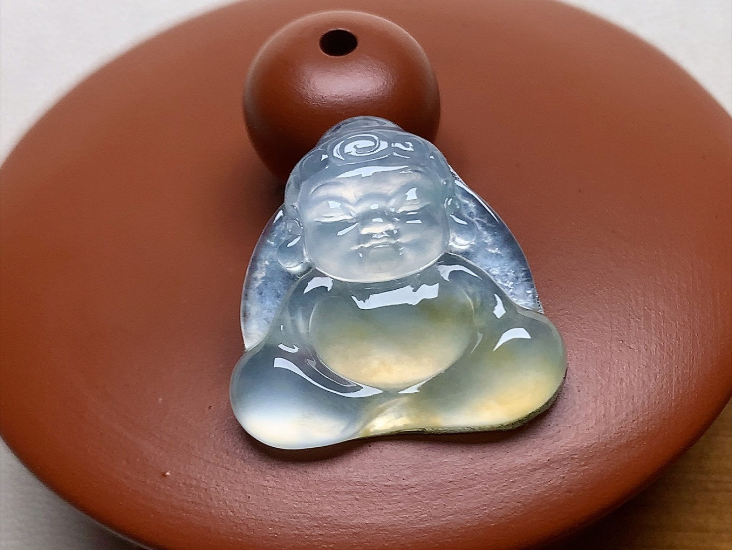 ️ 冰种黄翡宝宝佛 色泽金黄漂亮，品质，无裂尺寸19.8*19.3*4