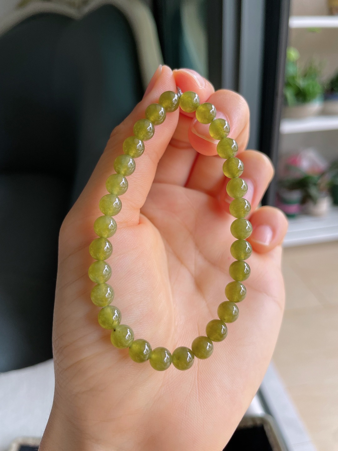 ️，缅甸天然翡翠A货，冰种冰黄翡手串，尺寸：6mm。【编3371】