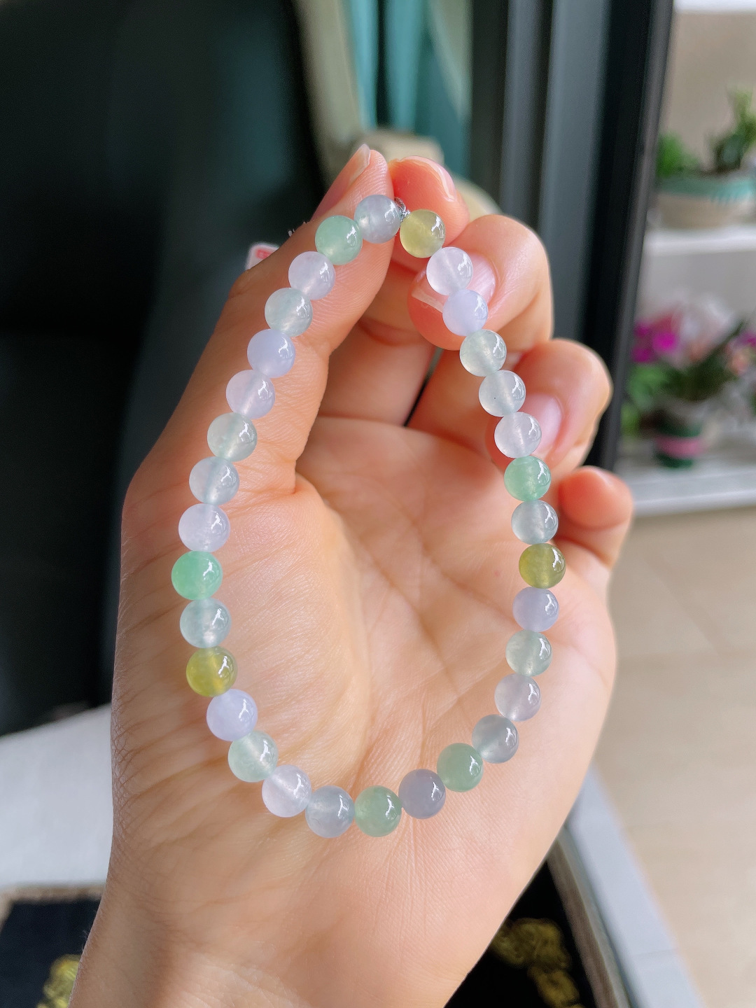 缅甸天然翡翠A货，冰种多宝手串，尺寸：6mm。【编4165】