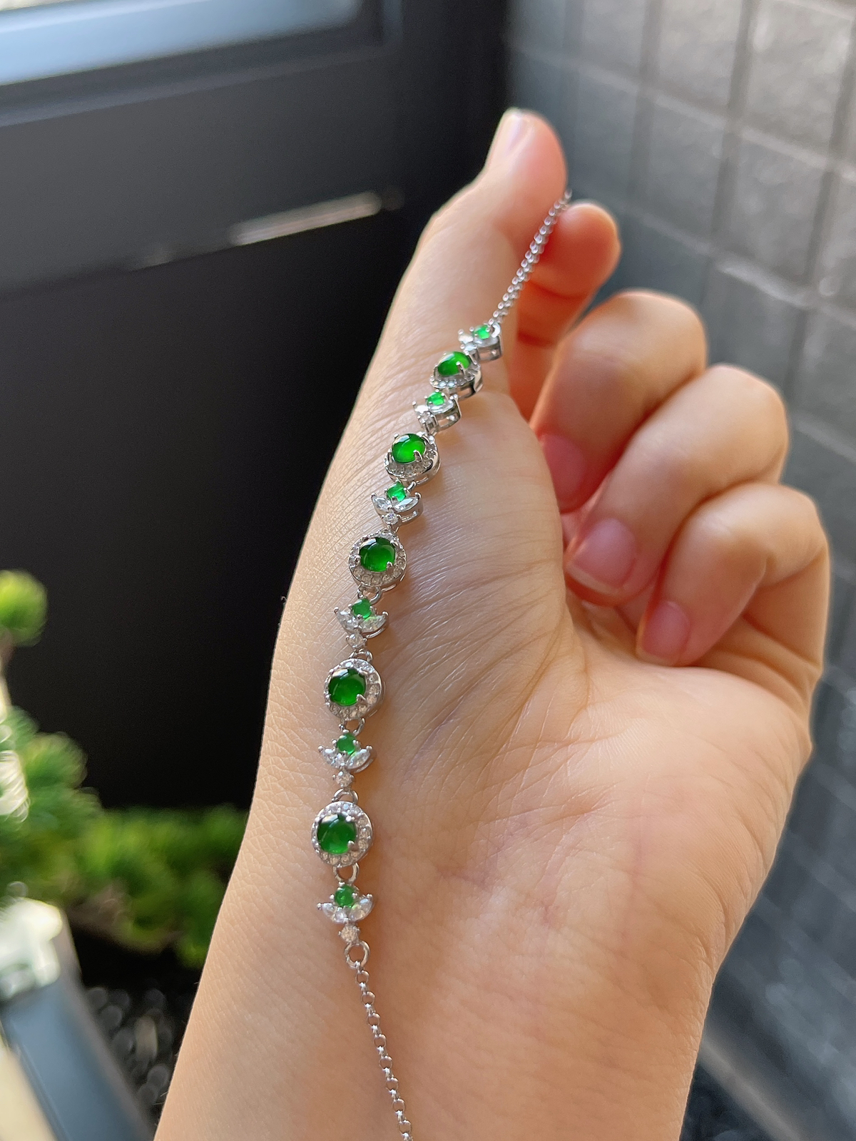 s925银 翡翠手链