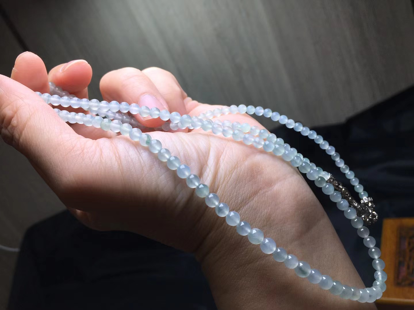️ 种珠链，卡4.4～3.5mm，178颗，种好，玉质细腻，均匀，通透，颗颗精选