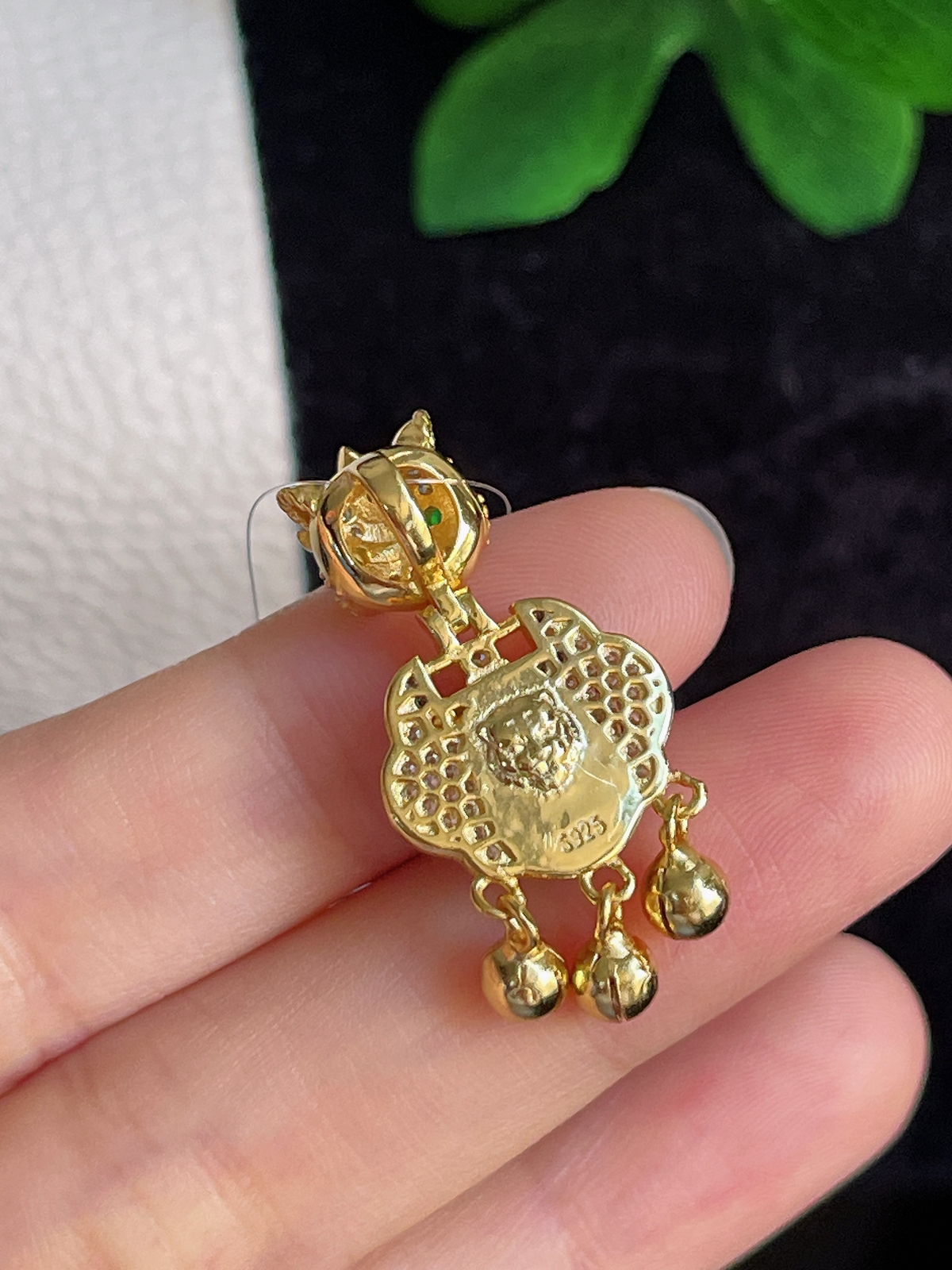 s925银 翡翠葫芦如意锁挂件