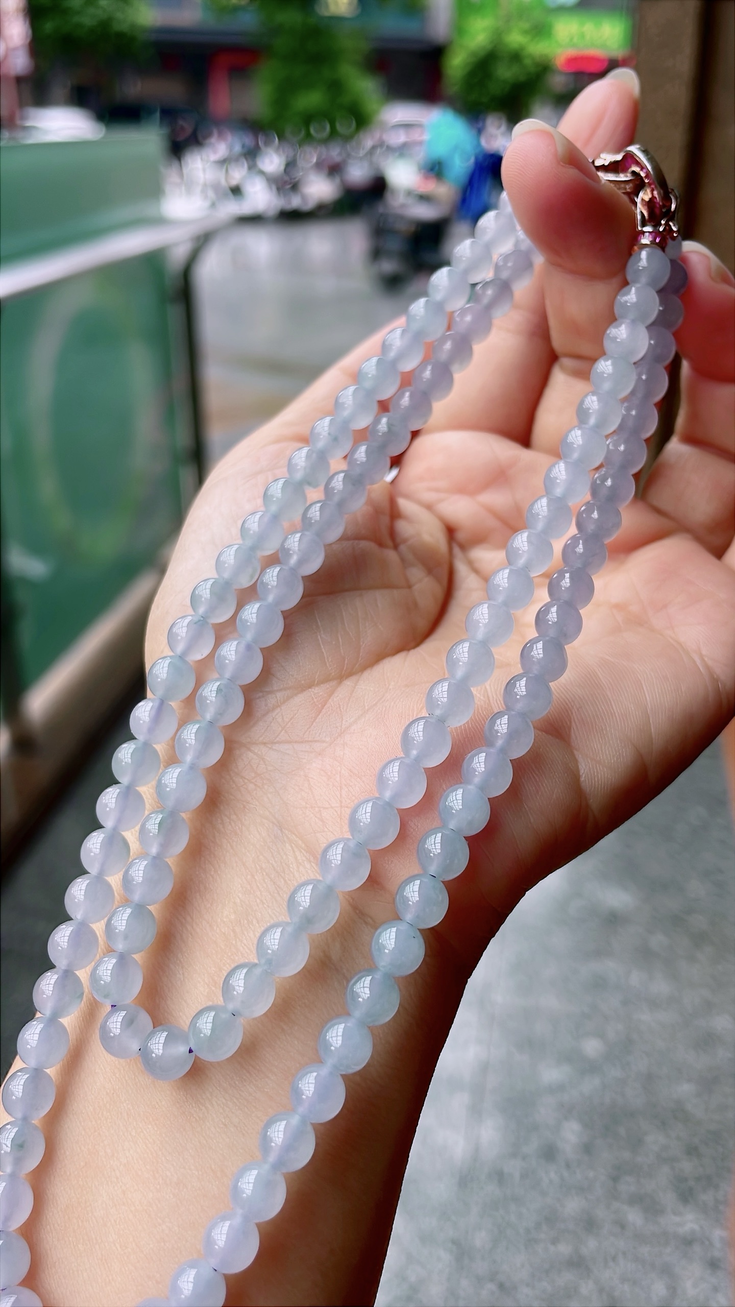 ️ 冰紫珠链 色泽浓郁，珠圆玉润 尺寸：6，108颗