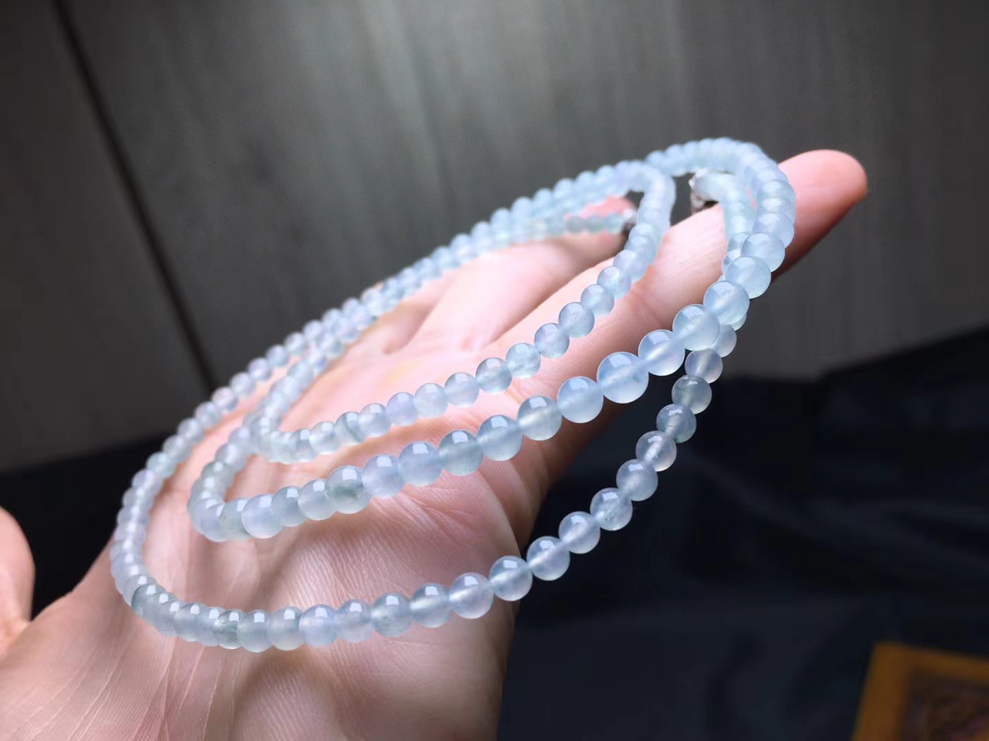 ️ 种珠链，卡4.4～3.5mm，178颗，种好，玉质细腻，均匀，通透，颗颗精选
