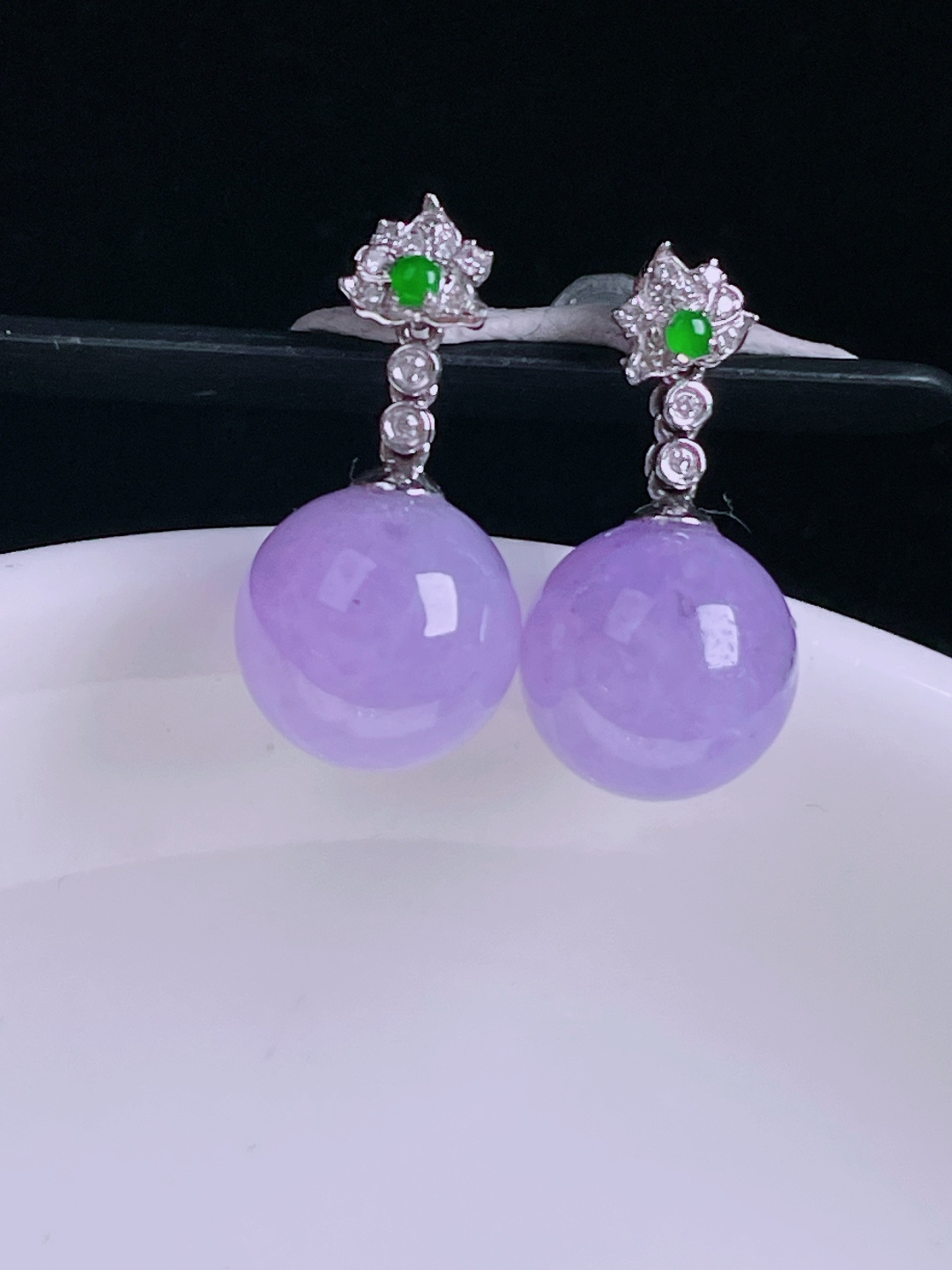 ️耳坠，老种起光，细底通透，尺寸：裸石9.6mm0705