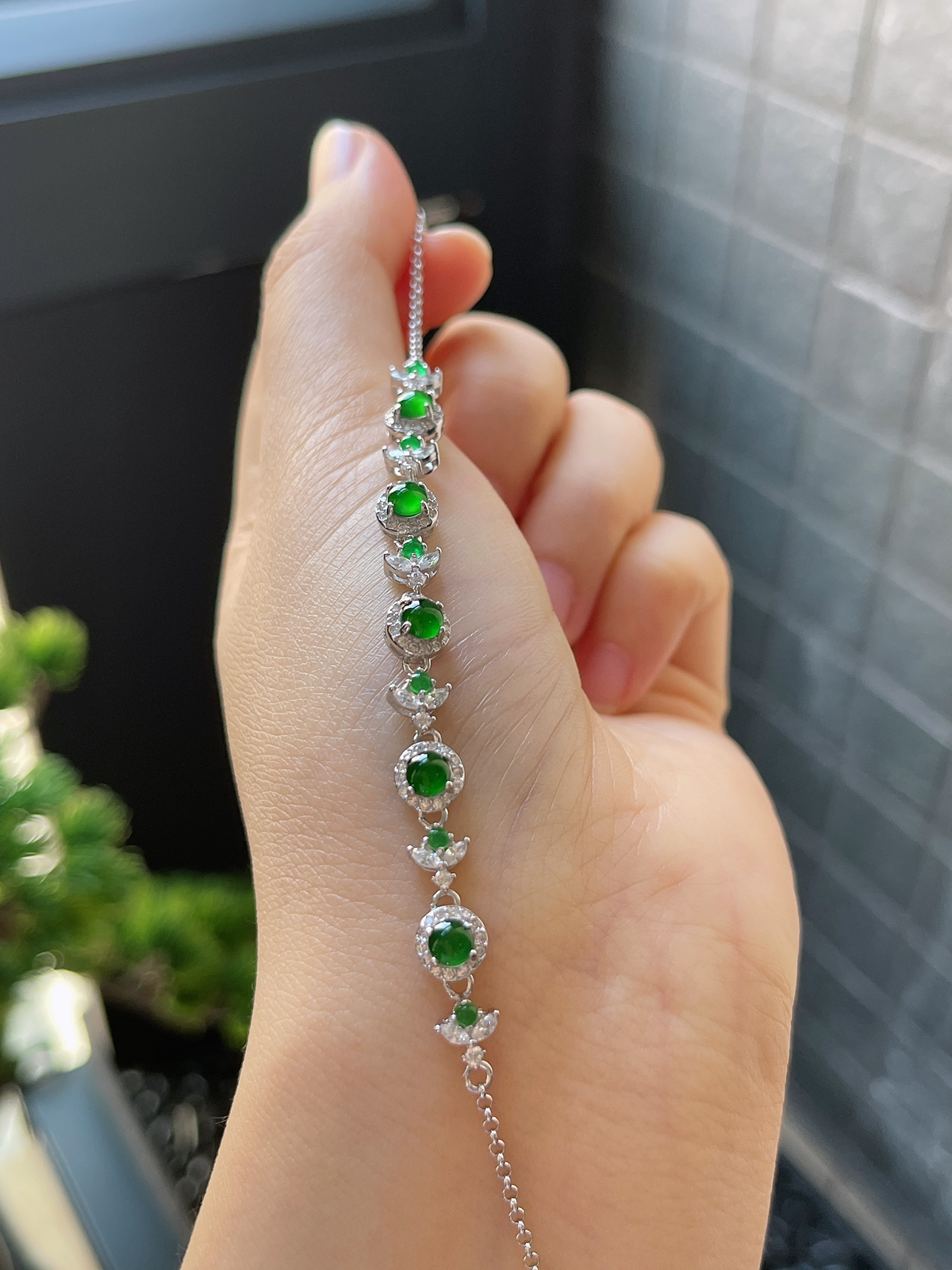 s925银 翡翠手链