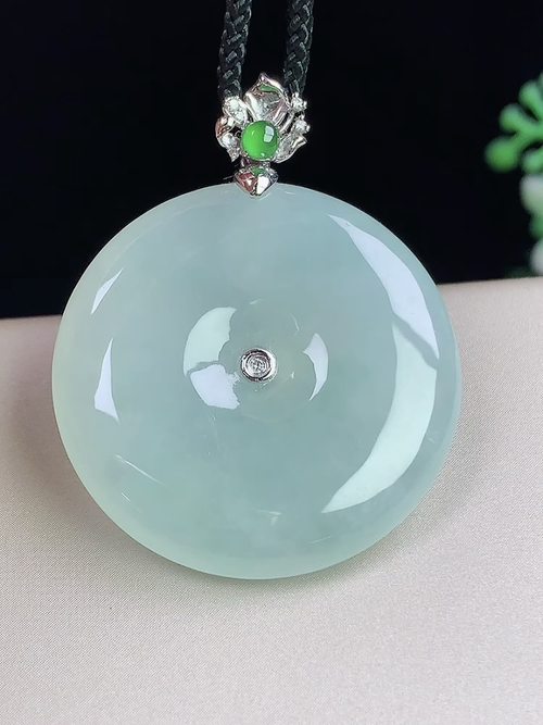 18k金镶冰种平安扣，无裂，尺寸29.4-5.7mm，d05nxr