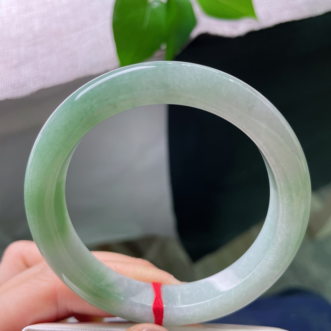 绿底正圈，无裂，通体匀净浅绿，没有繁复点缀，素净温润，自带恬淡从容的气韵，简约之中尽显东方温婉。ss56767a