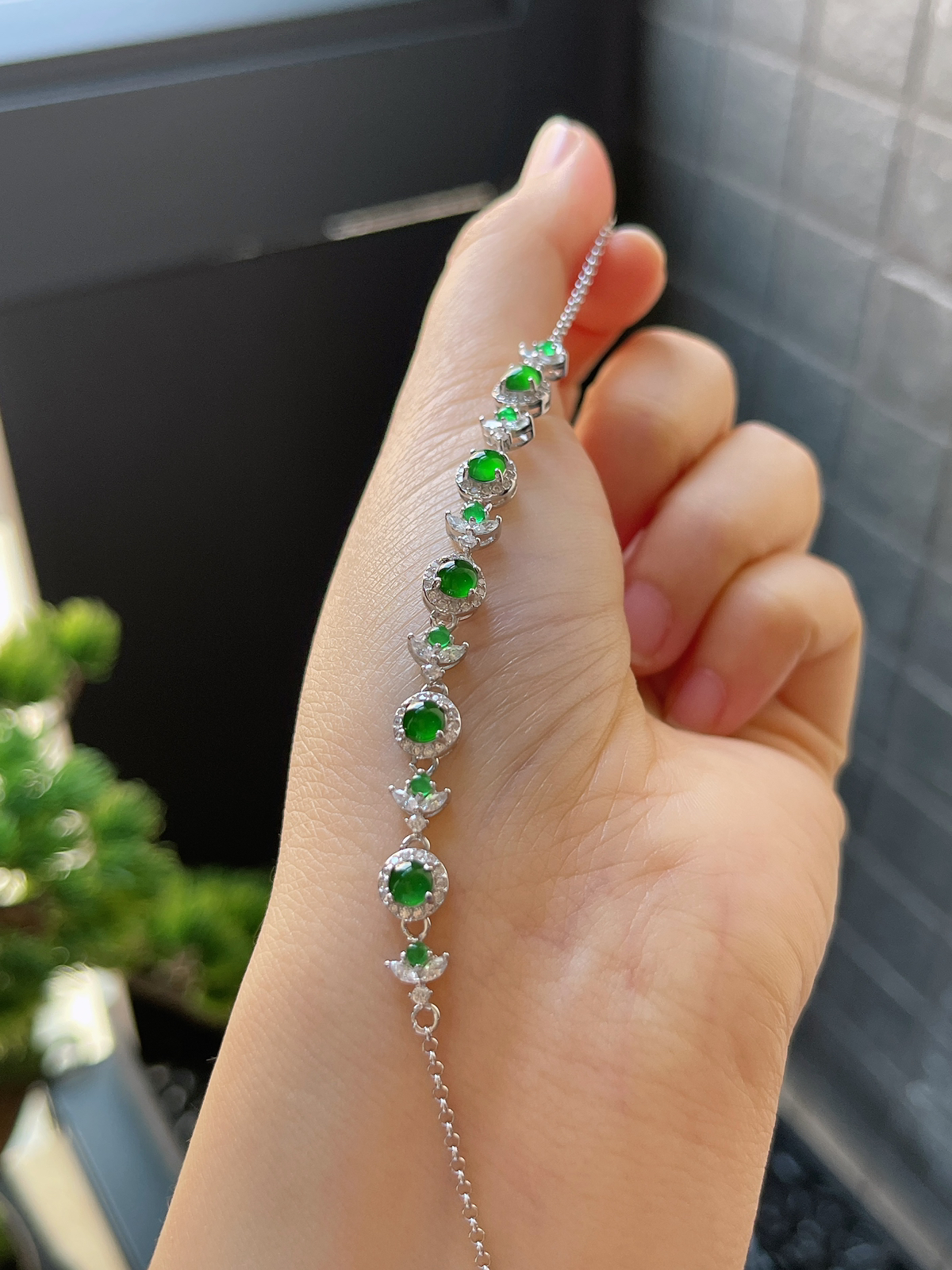 s925银 翡翠手链