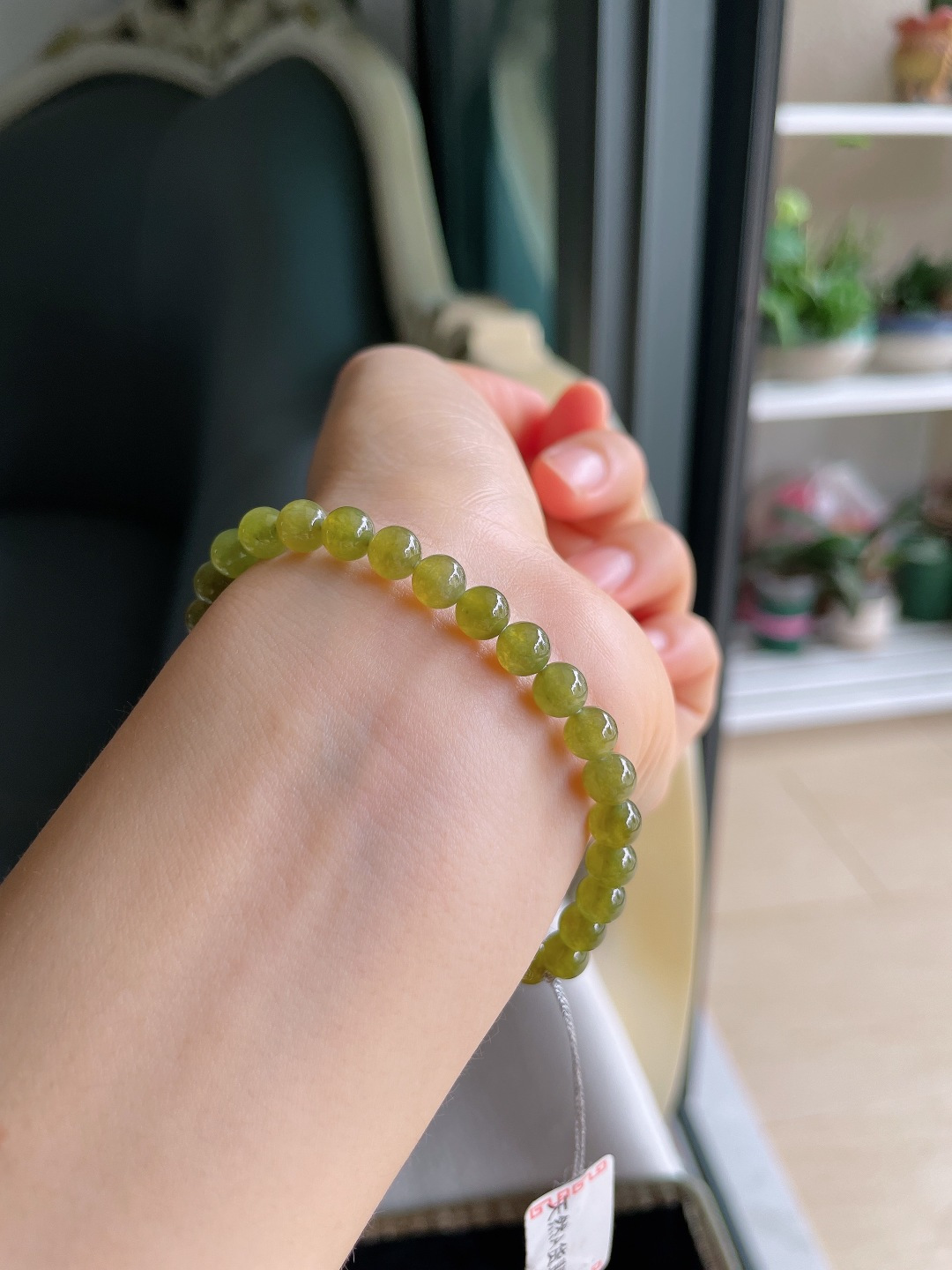 ️，缅甸天然翡翠A货，冰种冰黄翡手串，尺寸：6mm。【编3371】