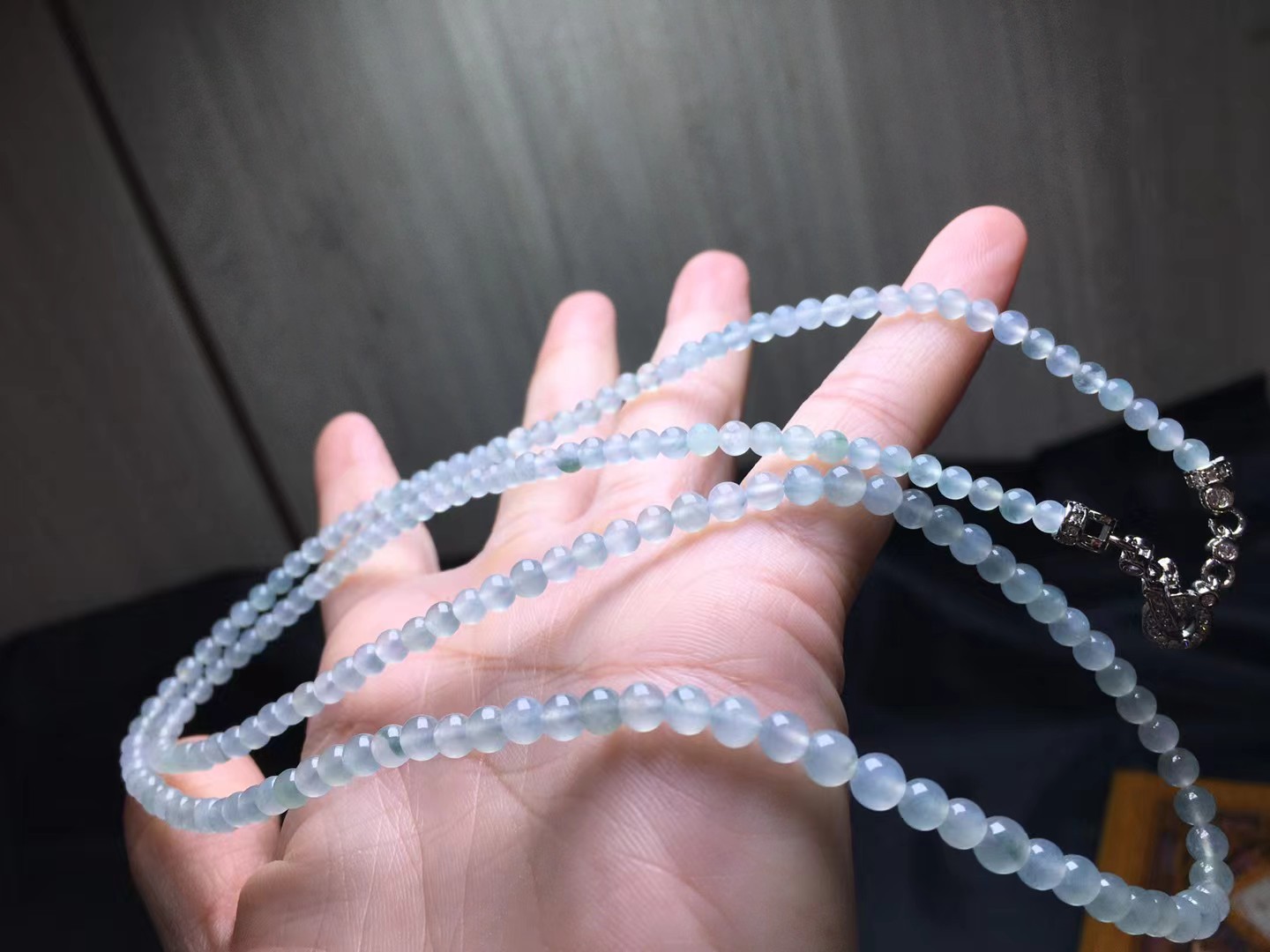 ️ 种珠链，卡4.4～3.5mm，178颗，种好，玉质细腻，均匀，通透，颗颗精选