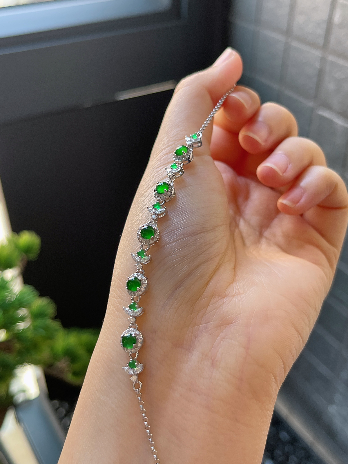 s925银 翡翠手链