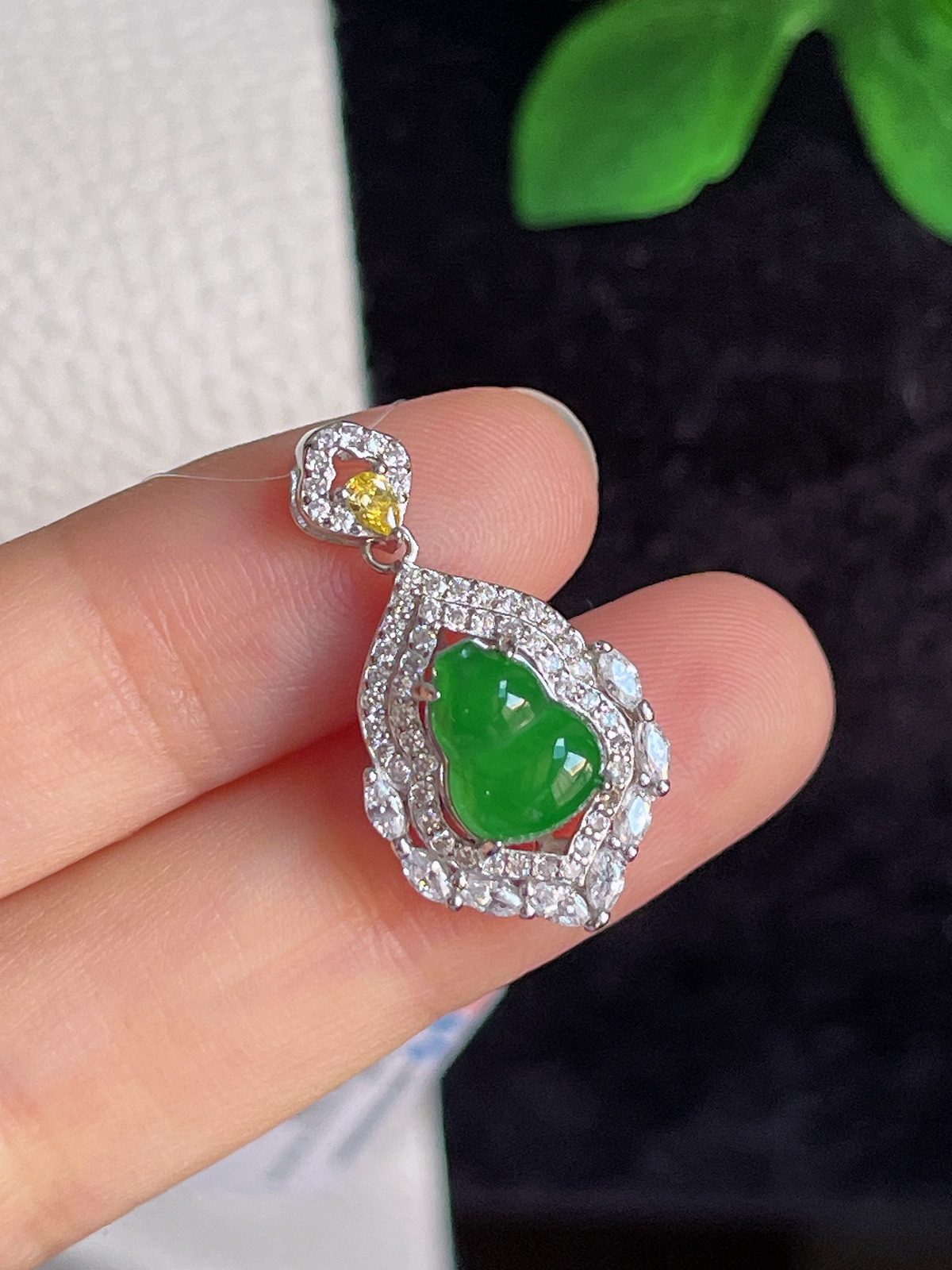 s925银 翡翠葫芦挂件