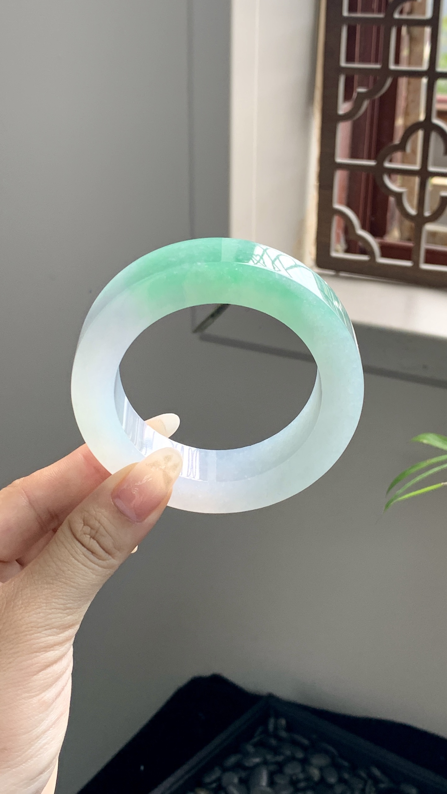冰飘绿宽版手镯毛胚 M63-89 ⭕️54-15.5-10.5-75.5