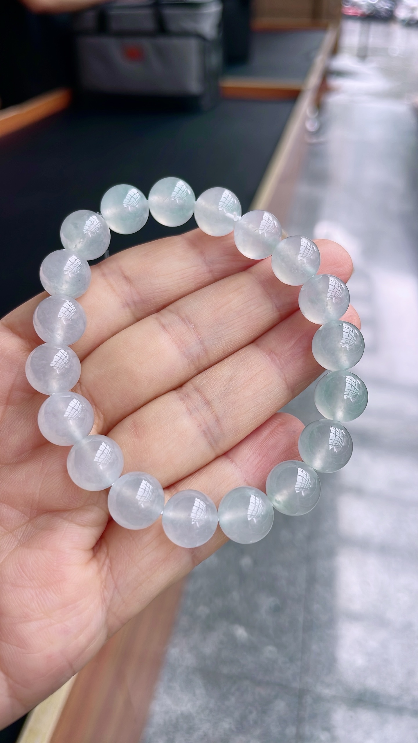 ️ 冰种手链 冰润通透，油润起光 尺寸：9.8
