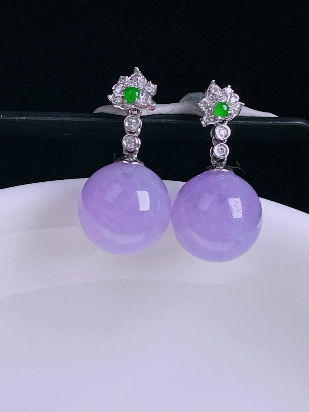 ️耳坠，老种起光，细底通透，尺寸：裸石9.6mm0705