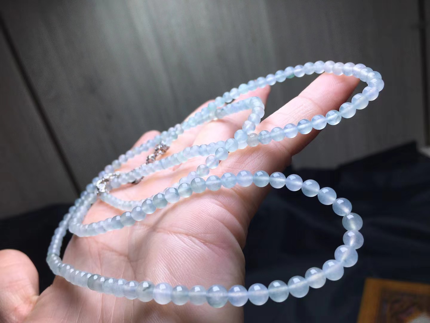 ️ 种珠链，卡4.4～3.5mm，178颗，种好，玉质细腻，均匀，通透，颗颗精选