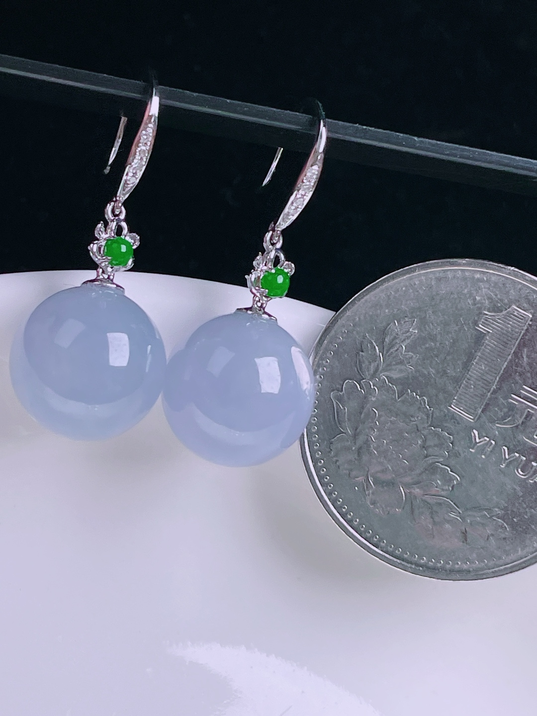 ️耳坠，老种起光，细底通透，尺寸：裸石11.8mm