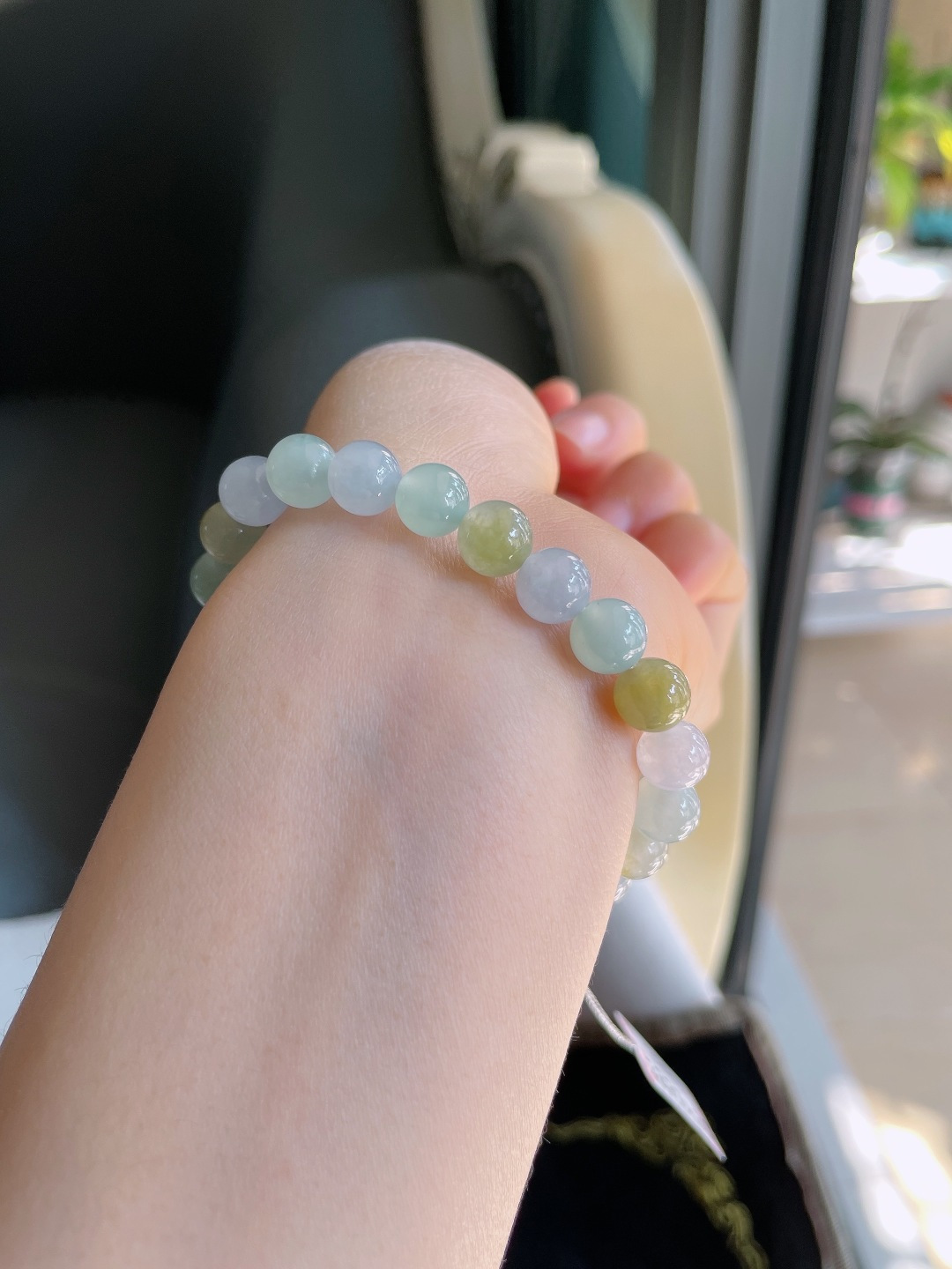 缅甸天然翡翠A货，冰种多宝手链，尺寸：8mm。【编3883】