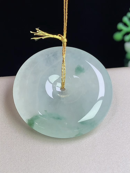 冰飘花平安扣，无裂，尺寸26.8-5.3mm，d05lyg