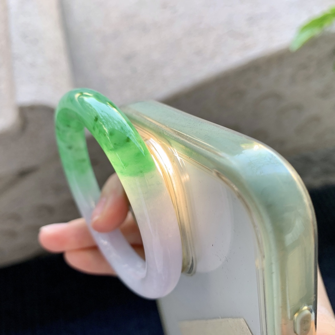 圆条50 51，圈口51.2/9.8/9.8，编码FL080672，描述春彩，水润，种老，细腻，有纹线