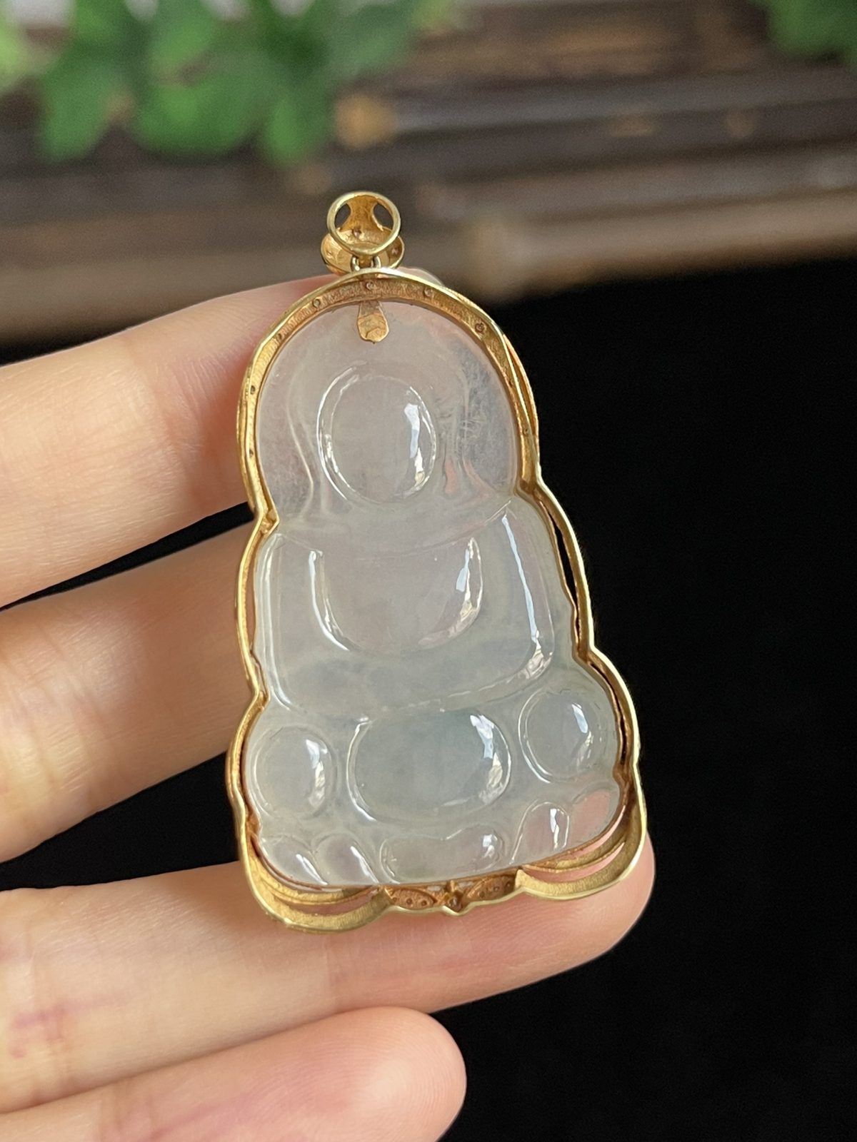 翡翠吊坠，印记：G18K,伴钻石