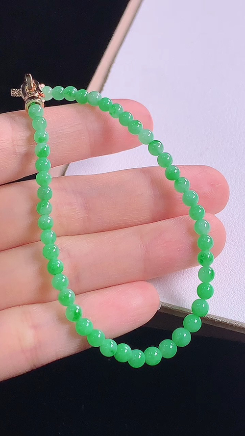 冰绿手链，尺寸:4.3-4.3mm
