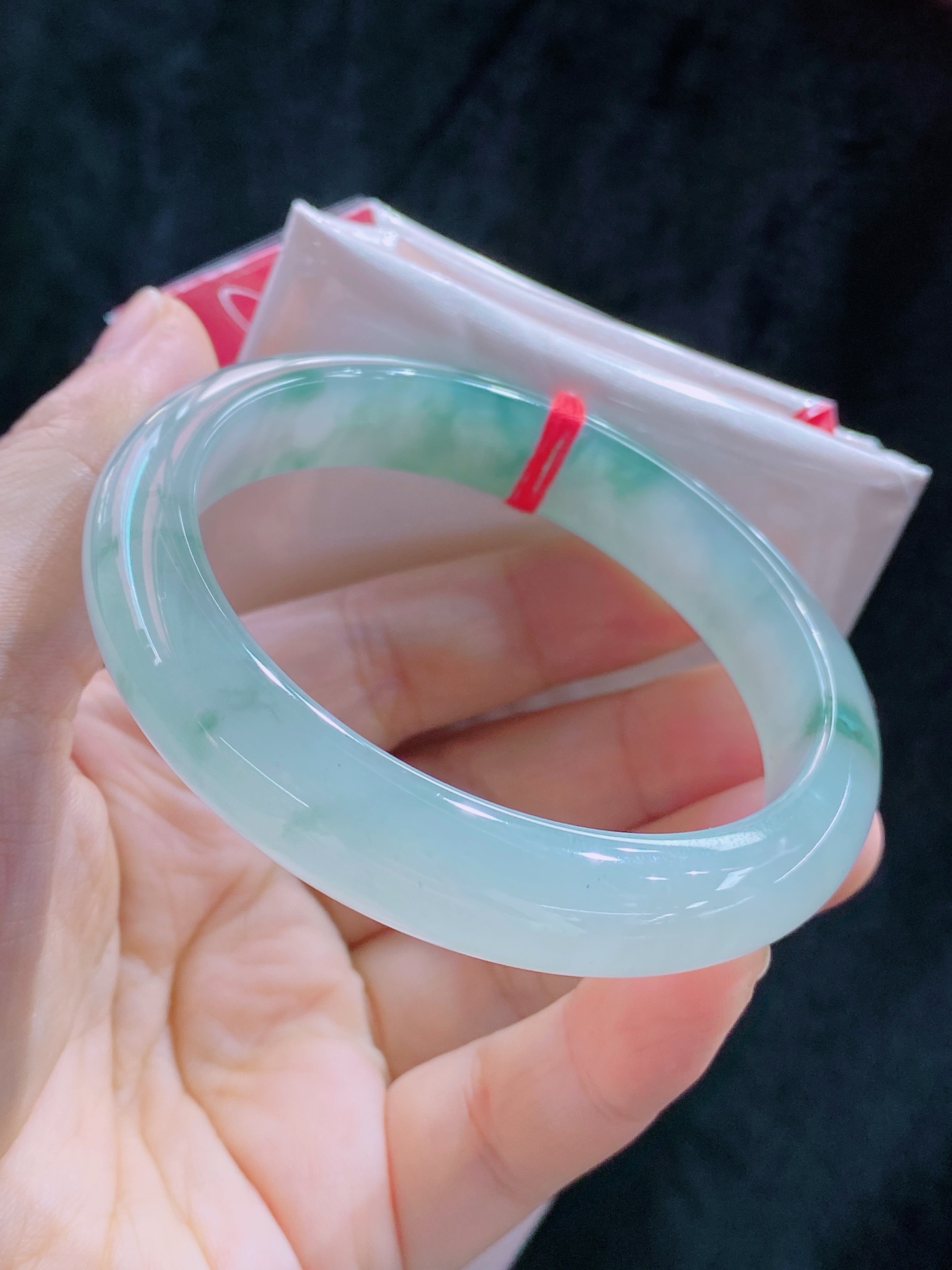 【老坑冰种飘花】正圈手镯，种水，种老通透，无裂，品质，尺寸55/13/8.2，B135-802