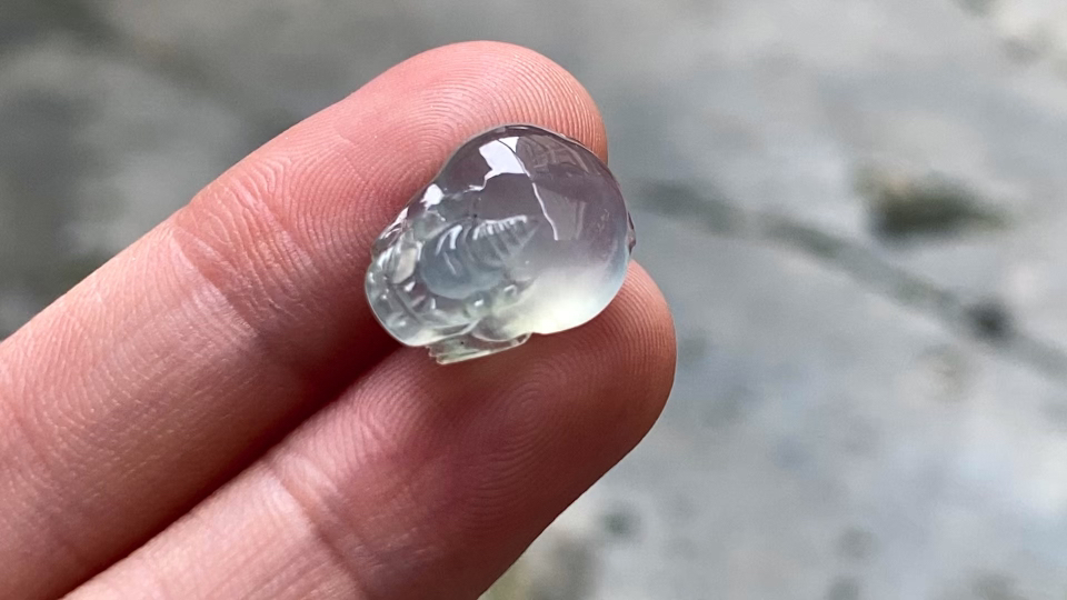 ️ 玻璃蓝钢金蟾 15.6*11.6*5.8 完整