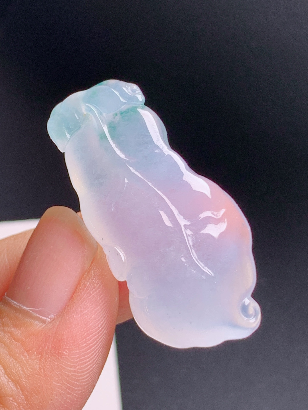 ️ 冰种飘花树叶，冰透带翠，形制别致，福运绵长 裸石37.5-18.7-8.3 080308