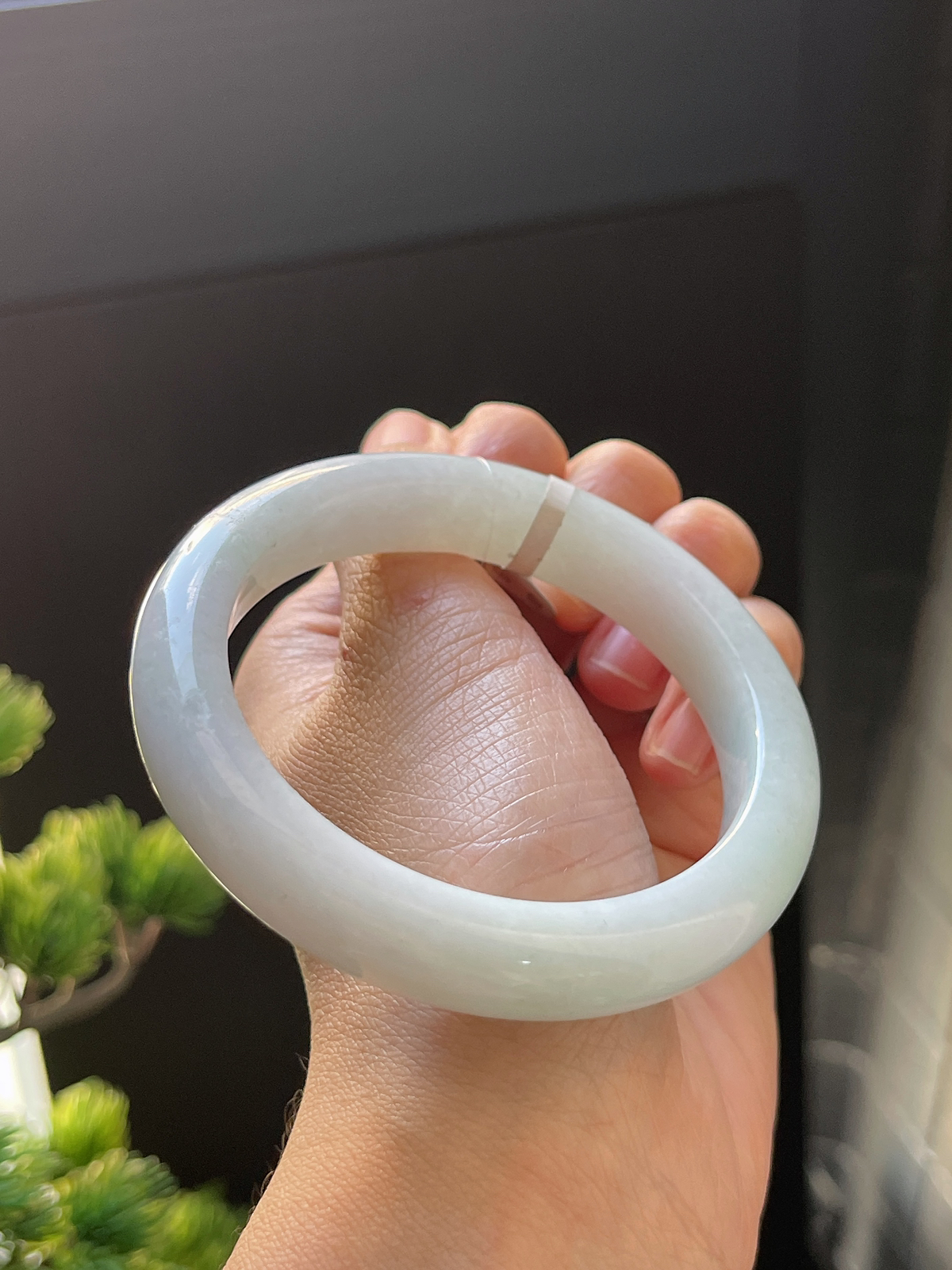 正圈55糯化白色手镯