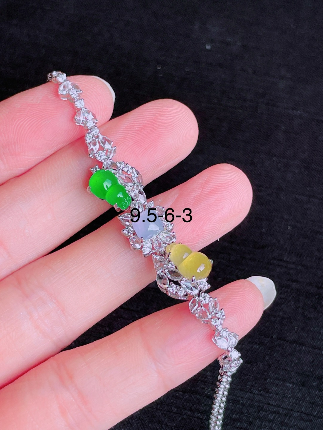 高冰绿黄葫芦手链，晶莹剔透，新颖时尚，品相，9.5-6-3