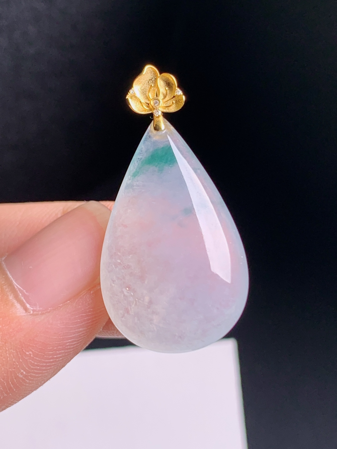 ️ 冰种飘花水滴吊坠，飘花灵动，莹润柔和，简约耐看，080508