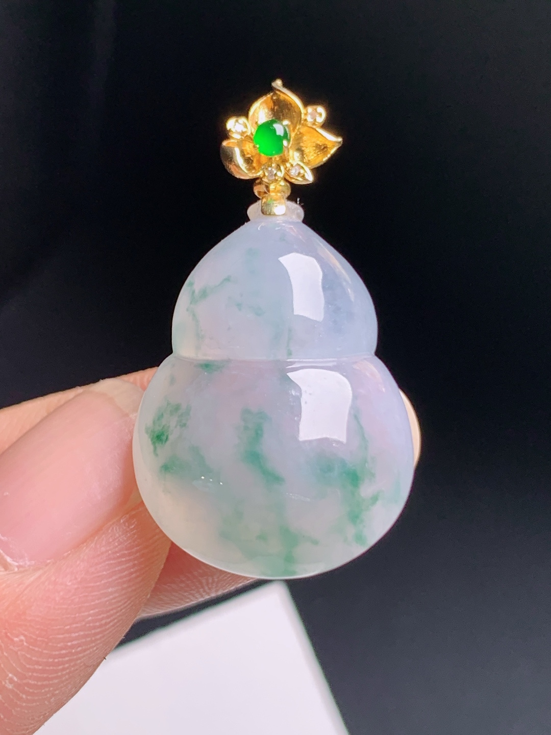 冰飘花葫芦吊坠，飘花灵动，胶感十足，福禄纳财，裸石24.3-17.5-9.533