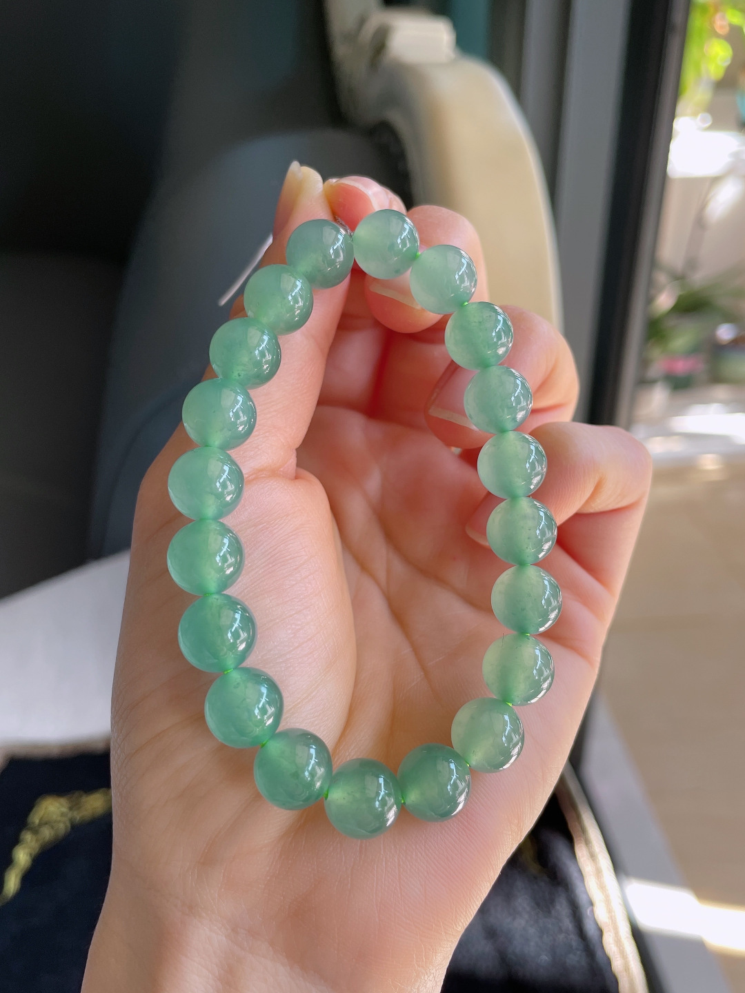 ️，天然翡翠A货，冰晴底手串，尺寸：10mm。【编3346】