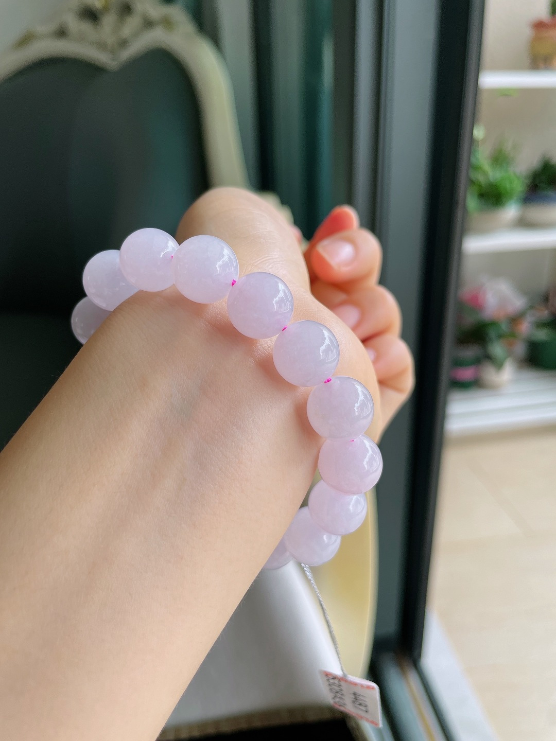️，缅甸天然翡翠A货，冰紫罗兰手串，尺寸：12.4mm。【编4487】