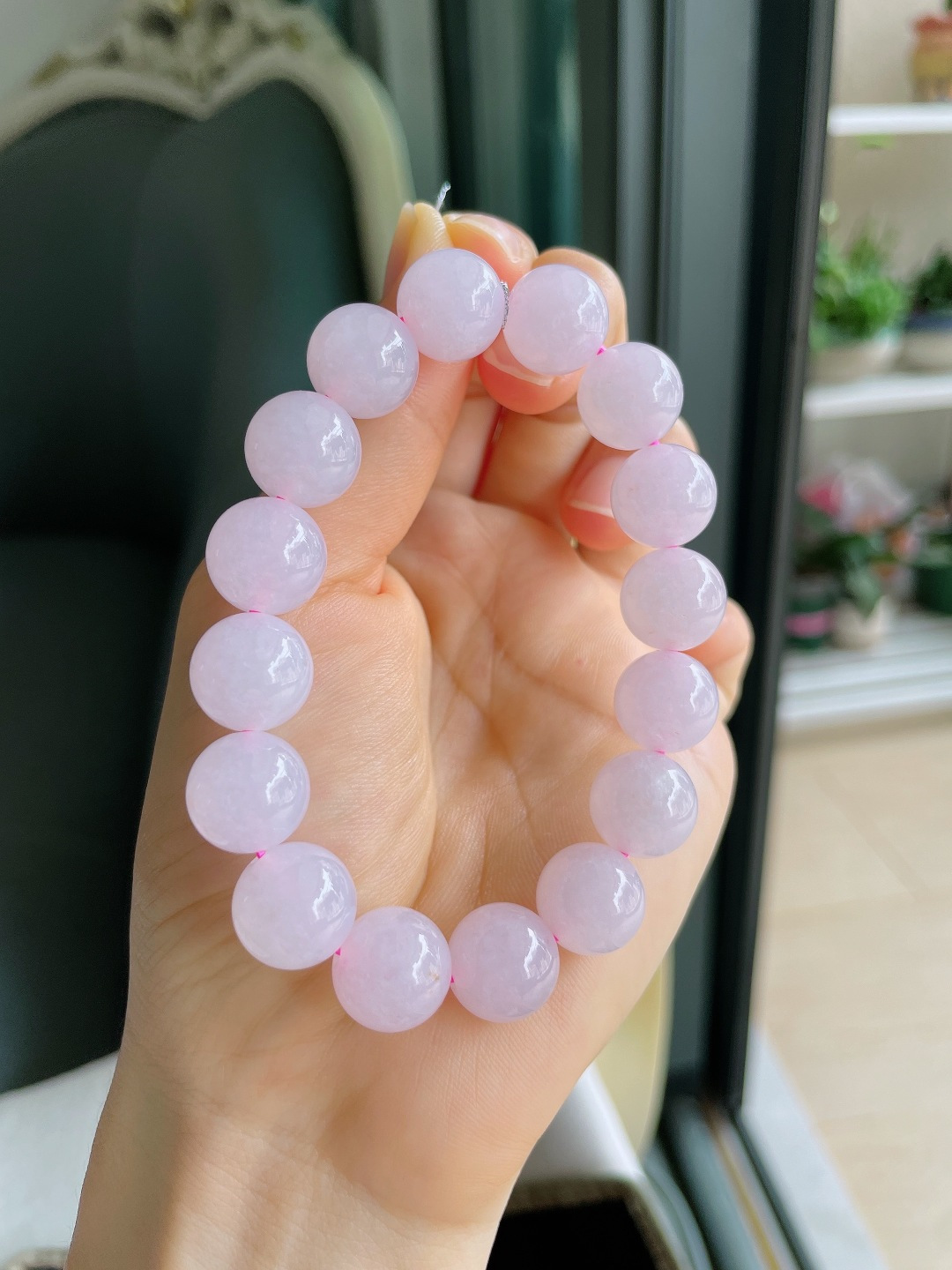 ️，缅甸天然翡翠A货，冰紫罗兰手串，尺寸：12.3mm。【编4492】