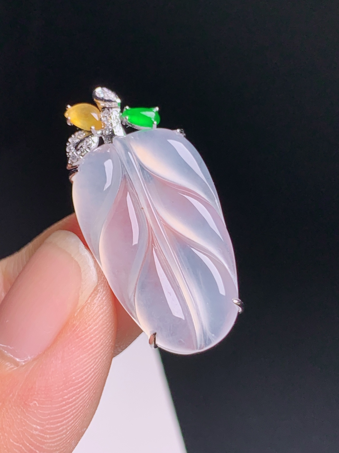 ️ 冰种树叶吊坠，清透起光，线条流畅，金枝玉叶，裸石24.8-14.8-3.530.8
