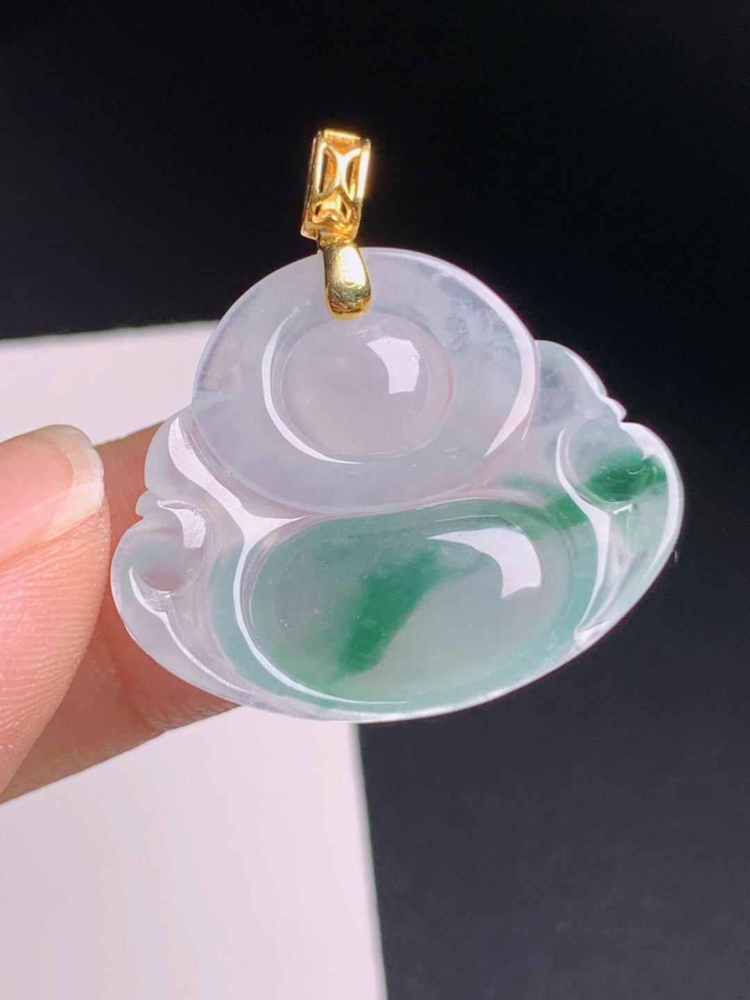 ️ 冰种飘花佛公吊坠，冰透起胶，开脸喜庆，吉祥纳福