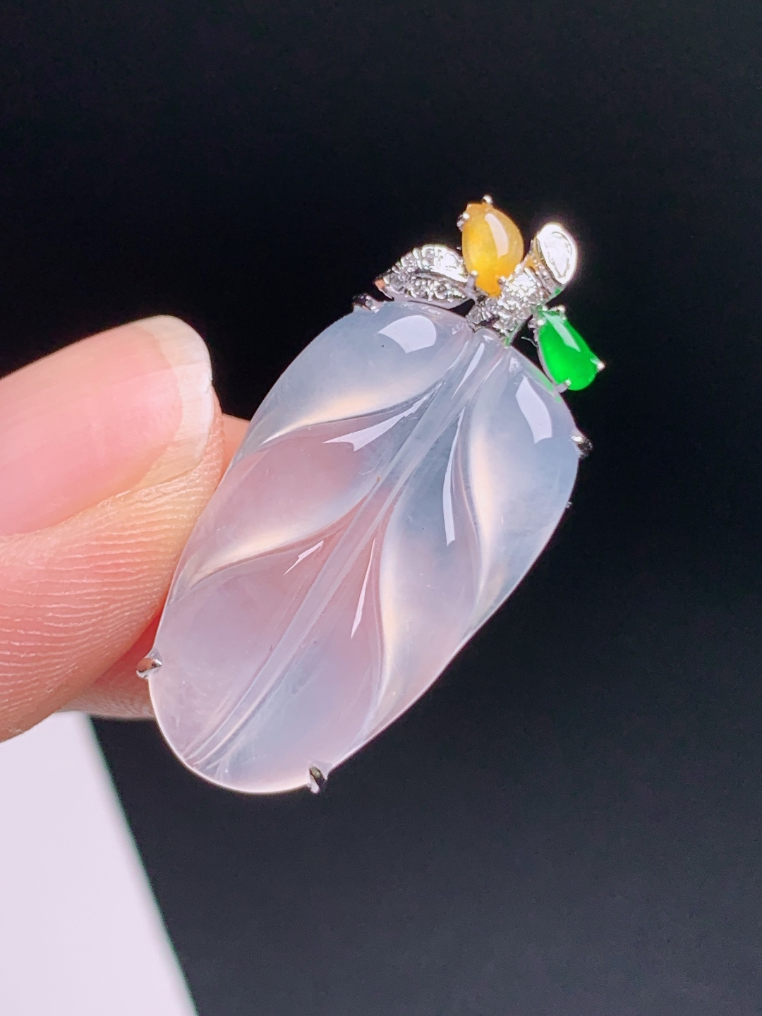 ️ 冰种树叶吊坠，清透起光，线条流畅，金枝玉叶，裸石24.8-14.8-3.530.8