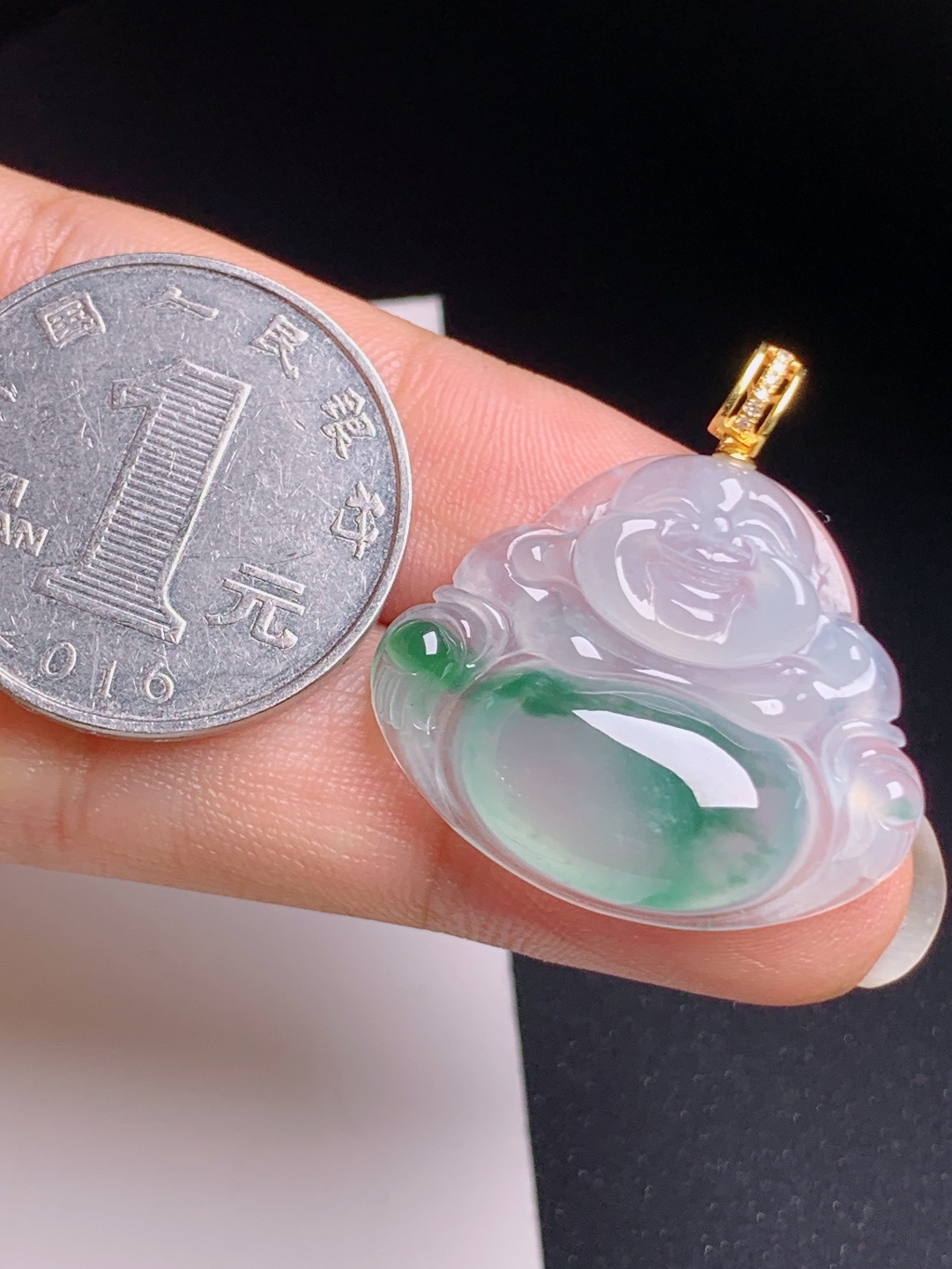️ 冰种飘花佛公吊坠，冰透起胶，开脸喜庆，吉祥纳福