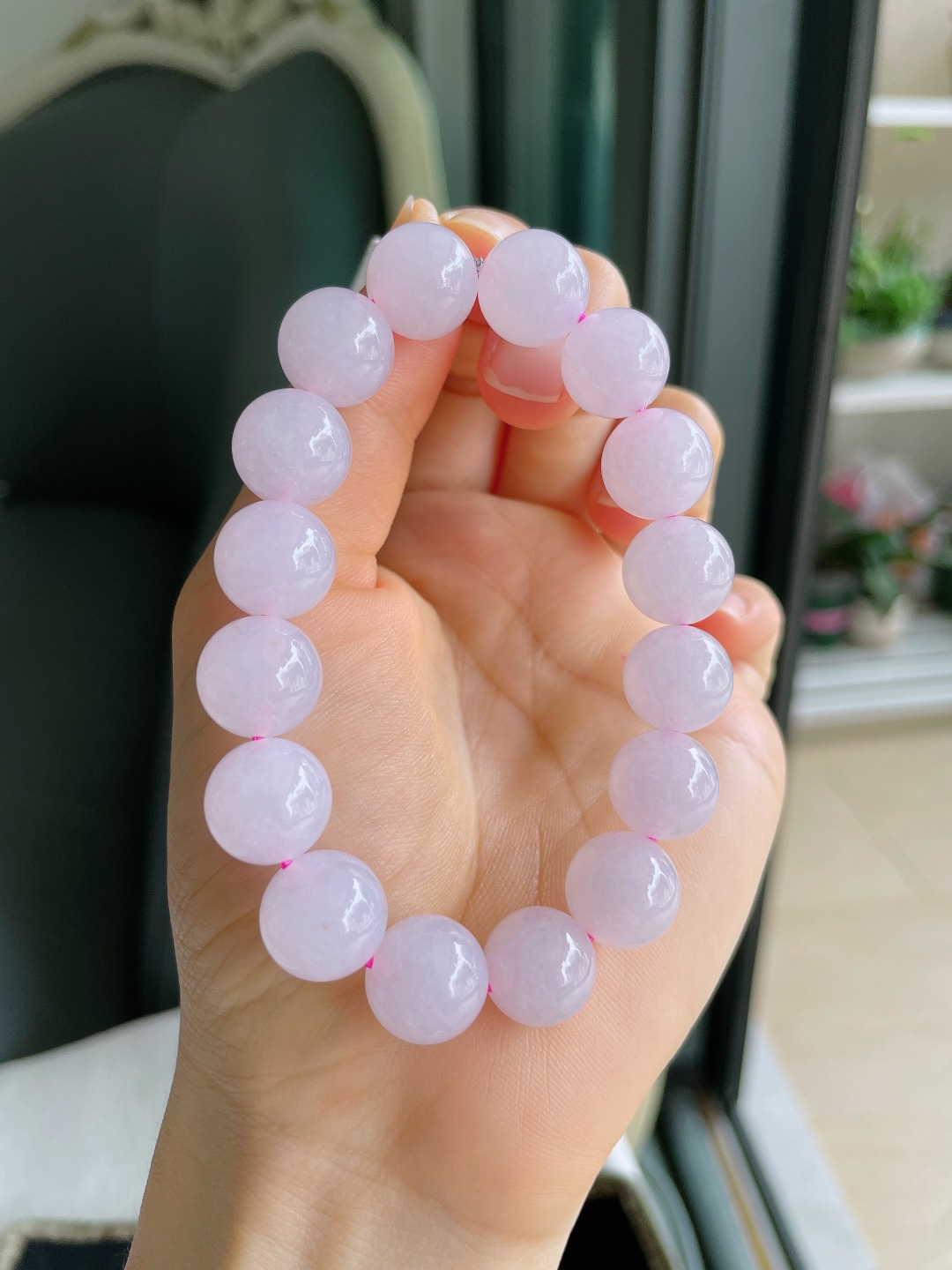 ️，缅甸天然翡翠A货，冰紫罗兰手串，尺寸：12.4mm。【编4487】