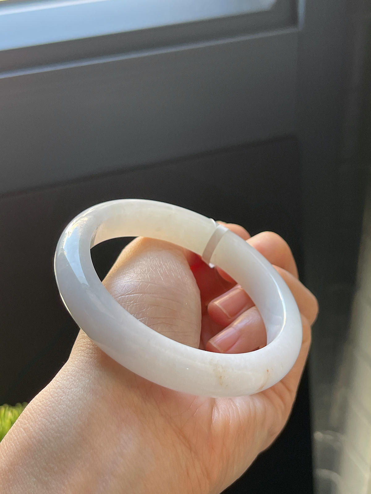 正圈57圈口，翡翠糯化种洒金手镯