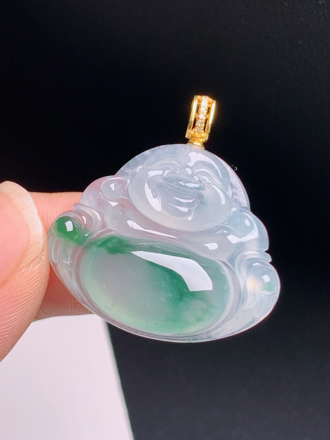 ️ 冰种飘花佛公吊坠，冰透起胶，开脸喜庆，吉祥纳福