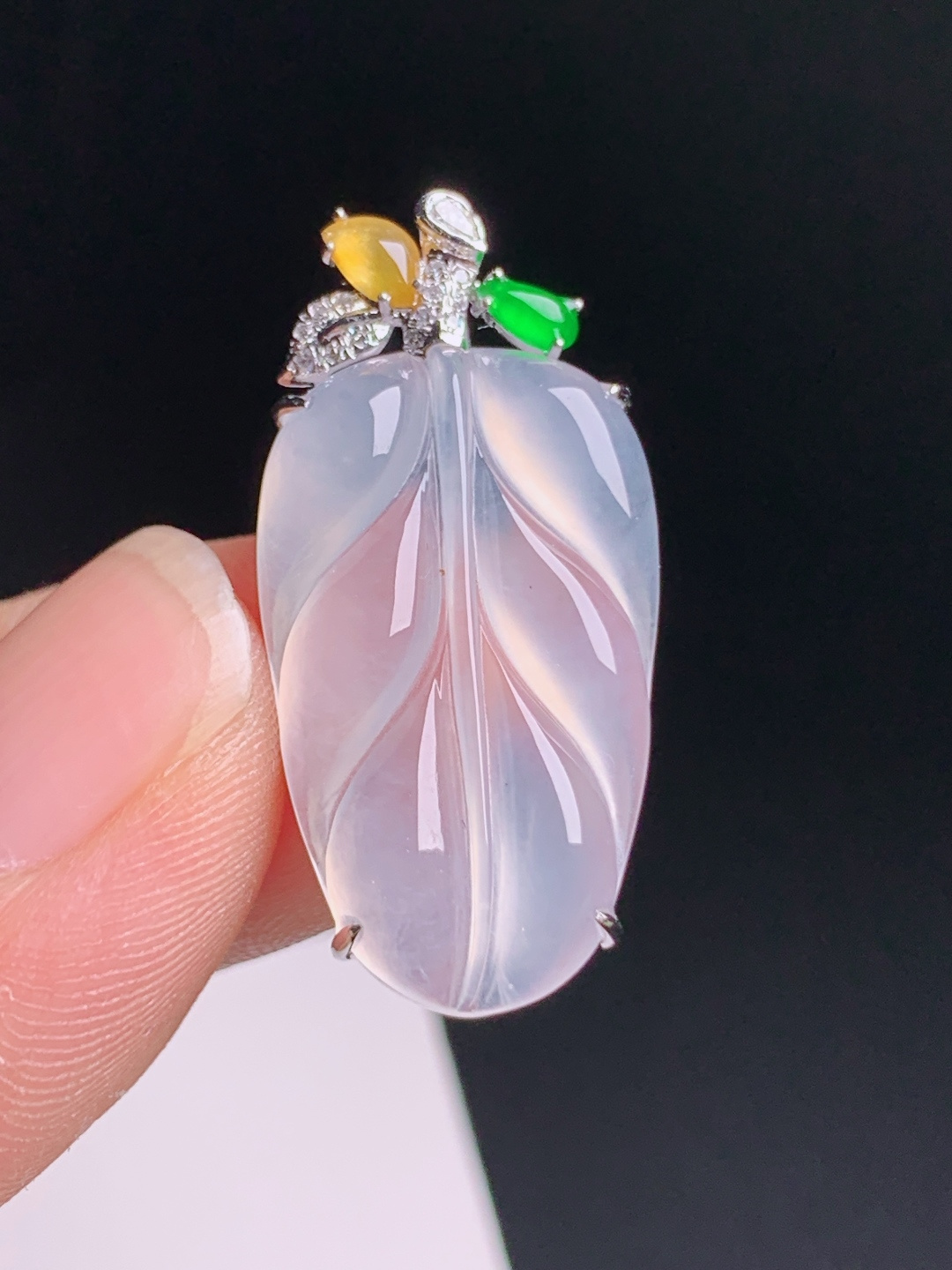 ️ 冰种树叶吊坠，清透起光，线条流畅，金枝玉叶，裸石24.8-14.8-3.530.8