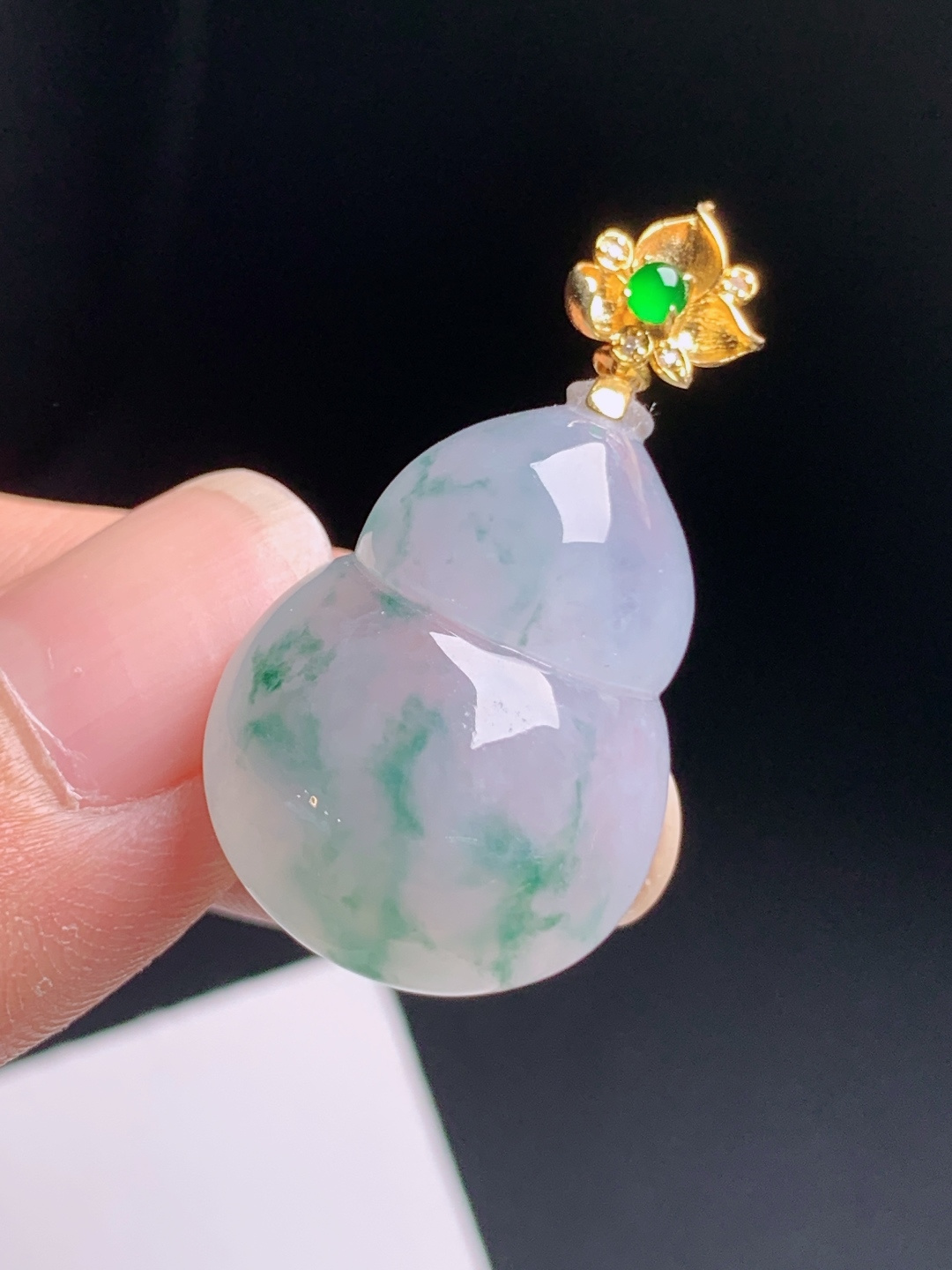冰飘花葫芦吊坠，飘花灵动，胶感十足，福禄纳财，裸石24.3-17.5-9.533