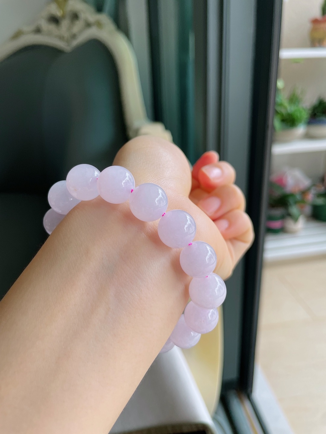 ️，缅甸天然翡翠A货，冰紫罗兰手串，尺寸：12.4mm。【编4487】