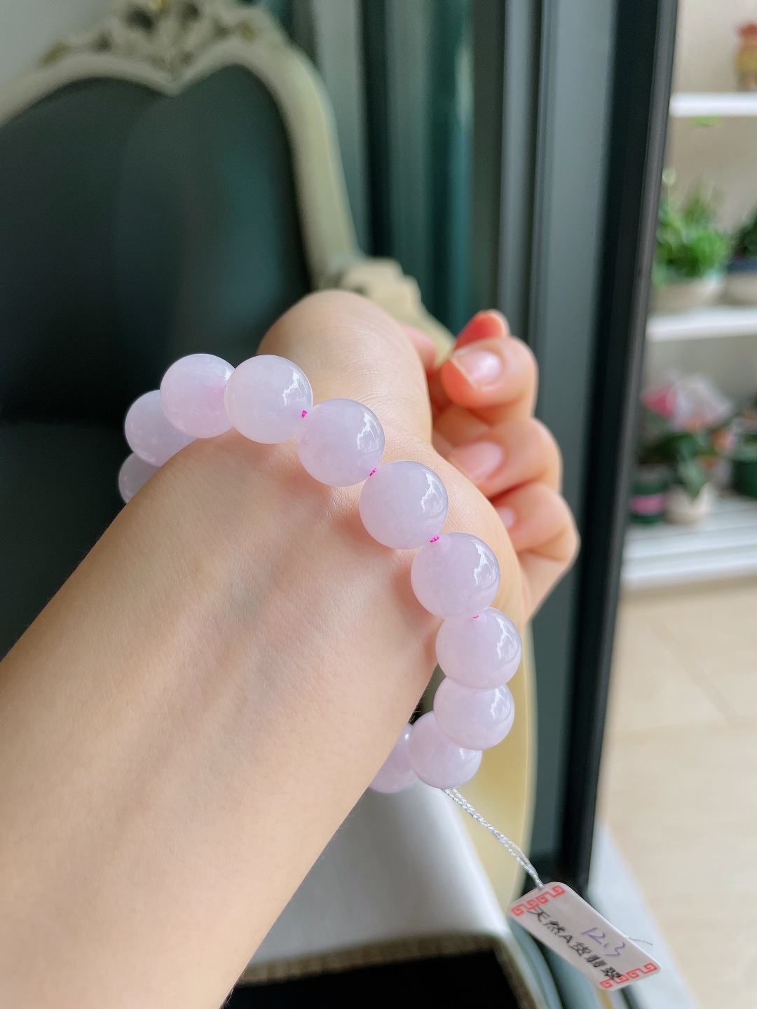 ️，缅甸天然翡翠A货，冰紫罗兰手串，尺寸：12.3mm。【编4492】